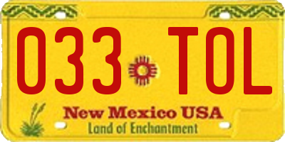 NM license plate 033TOL