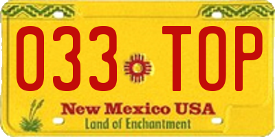 NM license plate 033TOP