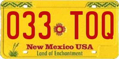 NM license plate 033TOQ