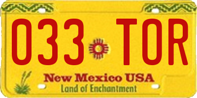 NM license plate 033TOR