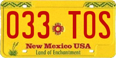 NM license plate 033TOS