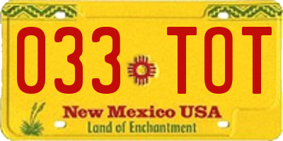 NM license plate 033TOT