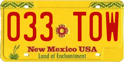 NM license plate 033TOW