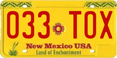 NM license plate 033TOX