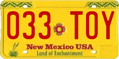 NM license plate 033TOY