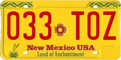 NM license plate 033TOZ