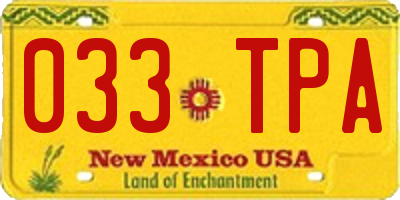 NM license plate 033TPA