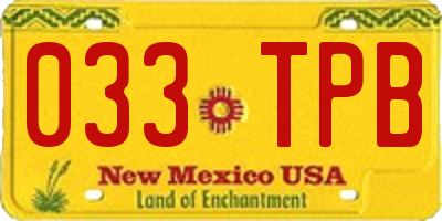 NM license plate 033TPB