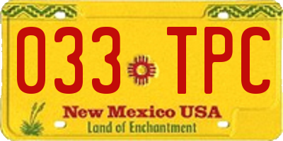 NM license plate 033TPC