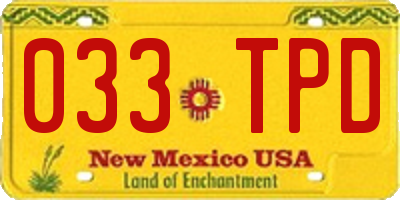 NM license plate 033TPD
