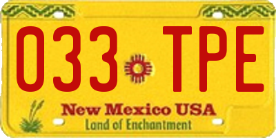 NM license plate 033TPE
