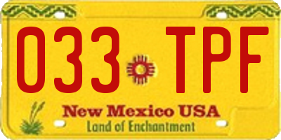 NM license plate 033TPF