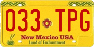NM license plate 033TPG