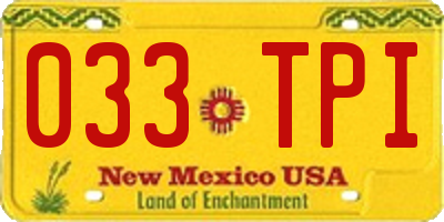 NM license plate 033TPI