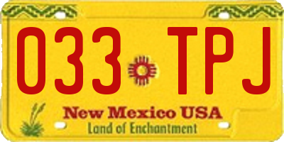 NM license plate 033TPJ