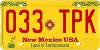 NM license plate 033TPK