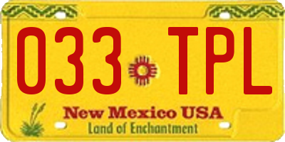 NM license plate 033TPL