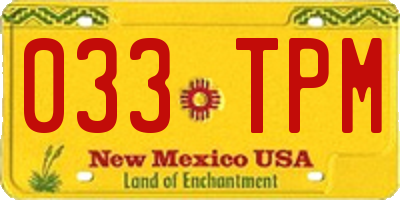 NM license plate 033TPM