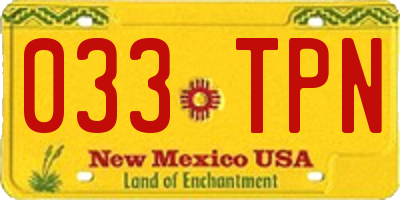 NM license plate 033TPN
