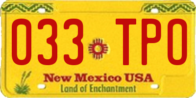 NM license plate 033TPO