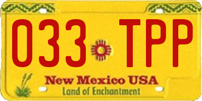 NM license plate 033TPP