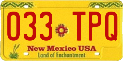 NM license plate 033TPQ