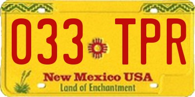 NM license plate 033TPR