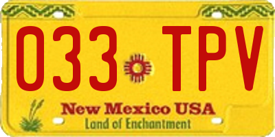 NM license plate 033TPV