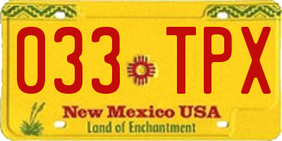 NM license plate 033TPX