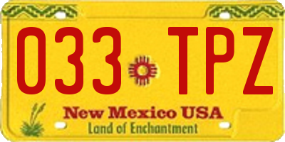 NM license plate 033TPZ