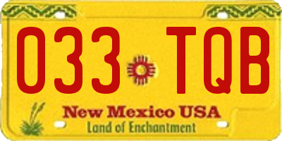 NM license plate 033TQB