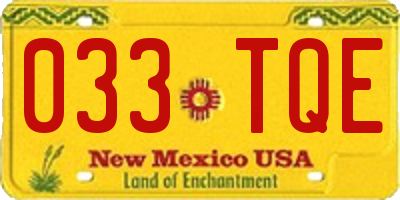 NM license plate 033TQE