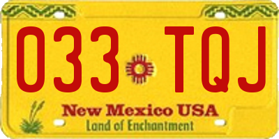 NM license plate 033TQJ