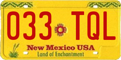 NM license plate 033TQL