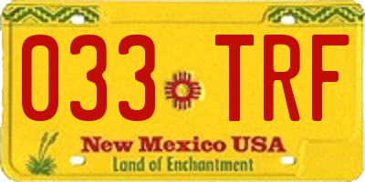 NM license plate 033TRF