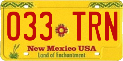 NM license plate 033TRN