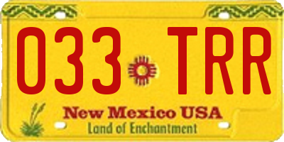 NM license plate 033TRR