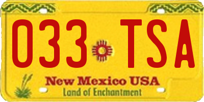 NM license plate 033TSA