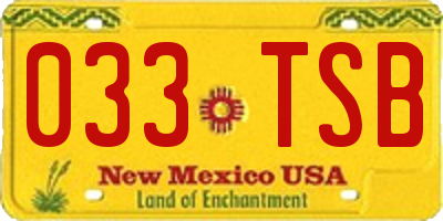 NM license plate 033TSB
