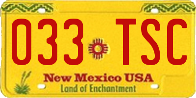 NM license plate 033TSC