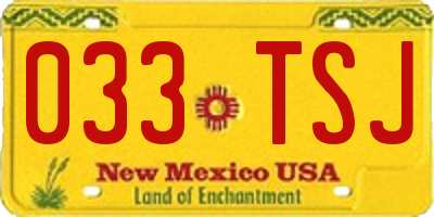 NM license plate 033TSJ