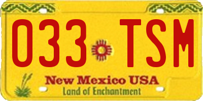 NM license plate 033TSM