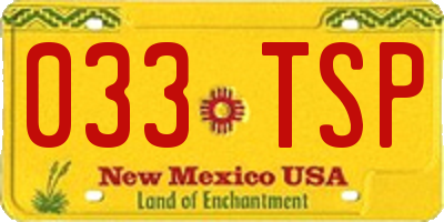 NM license plate 033TSP