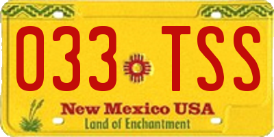 NM license plate 033TSS