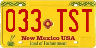 NM license plate 033TST