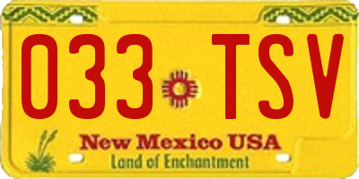 NM license plate 033TSV