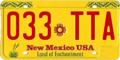 NM license plate 033TTA