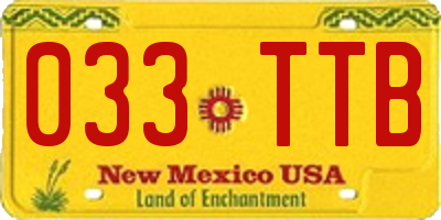 NM license plate 033TTB