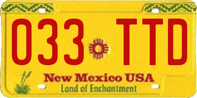 NM license plate 033TTD