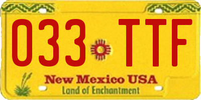 NM license plate 033TTF